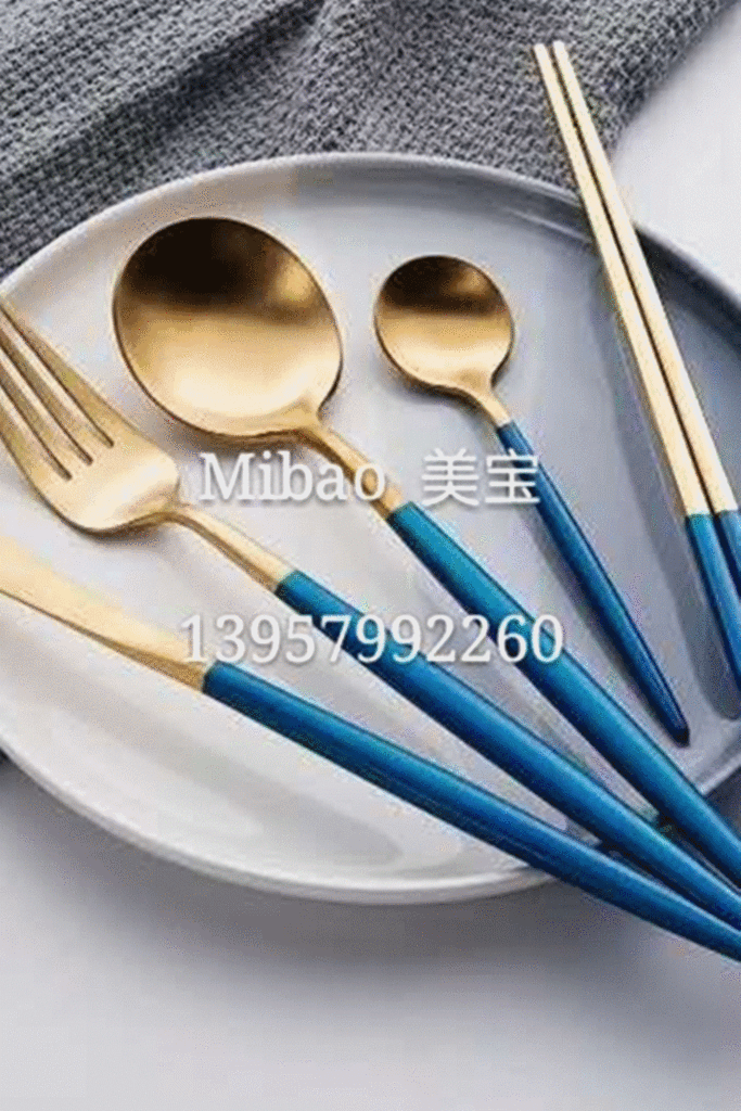 Tableware new Portuguese handle western tableware gold plated cutlery fork spoon gift tableware 304 gift box tableware