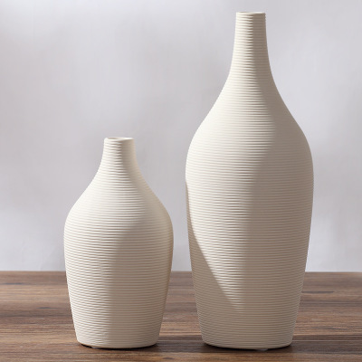 Simple style white vase screw porcelain vase household decoration creative decoration two-piece decoration