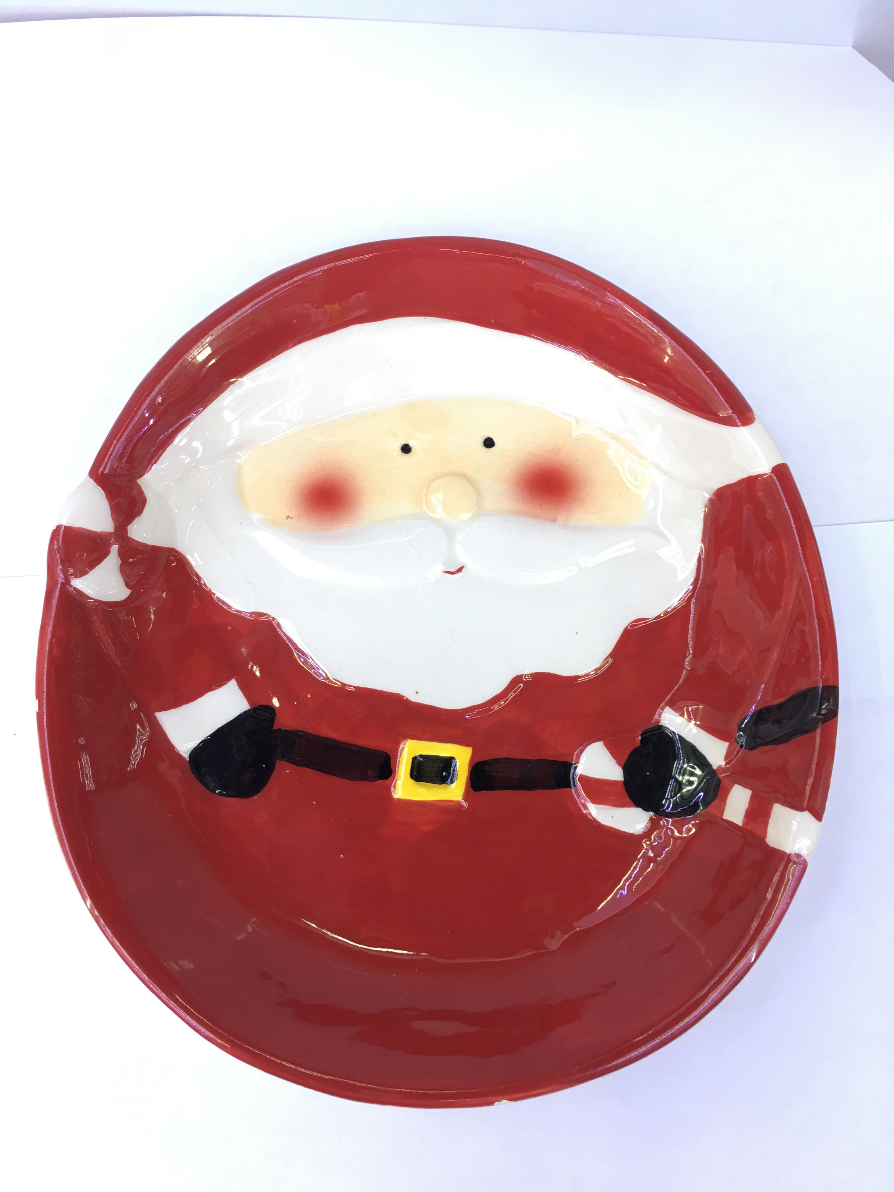 新款陶瓷圣诞节盘子、盆子、水杯．水果盘．手彩圣诞节工艺品