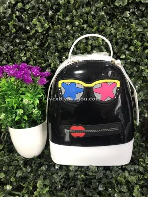 2018 New PVC Jelly Children's Stamp Accessories Fashion Two-Color Backpack Schoolbag