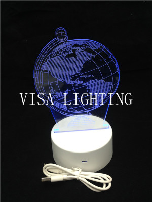 3D globe night light three switch touch USB power led seven colors
