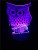 3D stereo table lamp owl night light three switch touch type USB power led seven colors