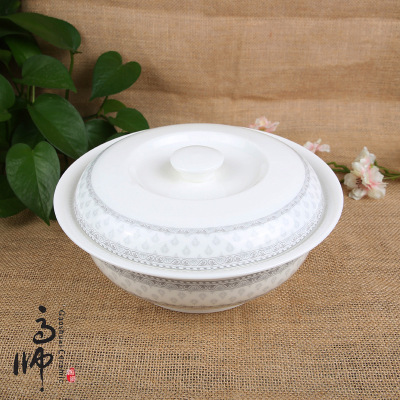 Taobao Hot Sale Beautiful Garden Superior Pot Ceramic Soup Bowl with Lid Durable Hotel Tableware Origin Supply
