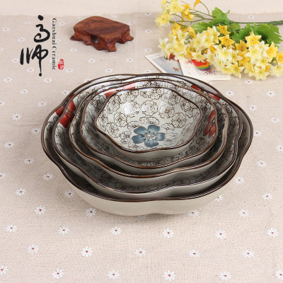 Kitchen Household Plum Dish Hot Selling Chinese Flower Porcelain Underglaze Tableware Wholesale Customized
