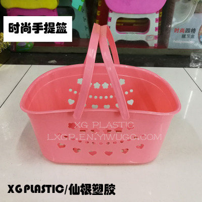 Bath basket plastic portable basket picnic basket heart star dot hollow design basket DTCI26602088 hand basket