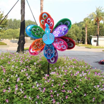 Double-layer sequins peacock big windmill six color single layer flash laser windmill building scenic spots kindergarte