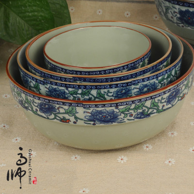 4.5/5/6/7/8-Inch Ceramic Bowl Chinese Style Blue and White Porcelain Ceramic Underglaze Flower Bone China Factory Direct Sales