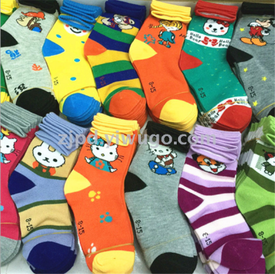 Children socks autumn and winter double cotton-yarn baby socks cute cartoon in a student socks children socks stalls