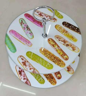 Double cake tray with glass printing