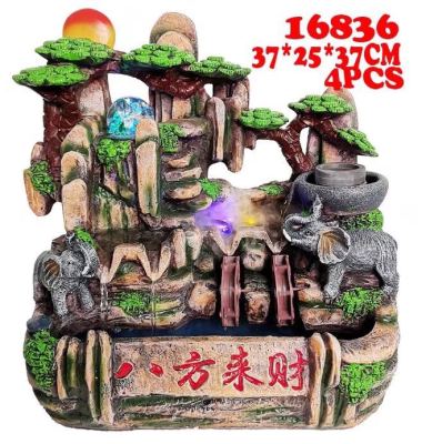16836 Factory Direct Sales Resin Water Wheel Decoration Water Fountain Home Furnishings Opening Gift Lucky Rockery