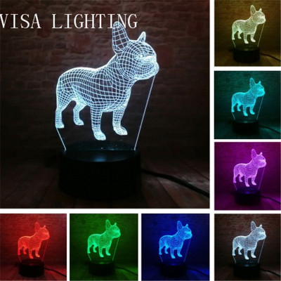 Creative gift of 3d sanpi dog stereo lamp led night light with electric bedroom bedside lamp