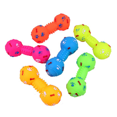 Pet products manufacturer direct-sold spherical dumbbell prints vocal toys dog toys training toys bite teeth cleaning