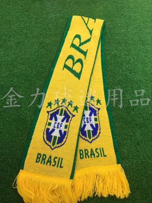 Brazil fan scarf color, polyester, acrylic fabric supplies each fan scarf advertising scarves