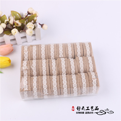 Lace and linen roll DIY decorative material handmade linen lace rope fabric bouquet decorative belt Christmas roll