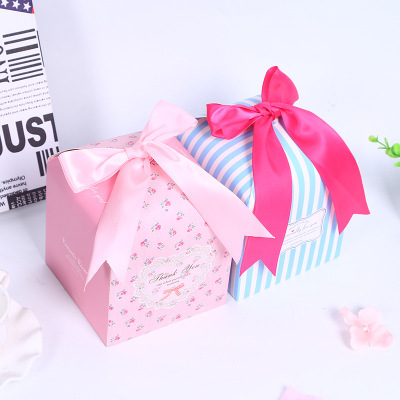 Gift Box High-End Gift Box Candy Box Large Paper Box Wholesale Bow Blessing 666
