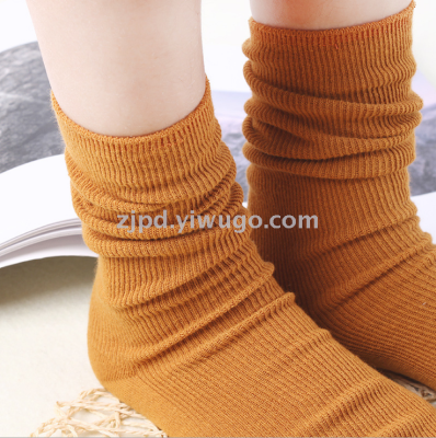 Stacked socks women's day series autumn winter pure cotton thin socks vintage college style socks short boots socks long 