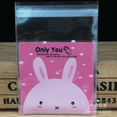 Cute Rabbit Bag OPP Self-Adhesive Bag Food Biscuits Bag Drecoration Bag Small Gift Bag Headdress Barrettes Bags 100