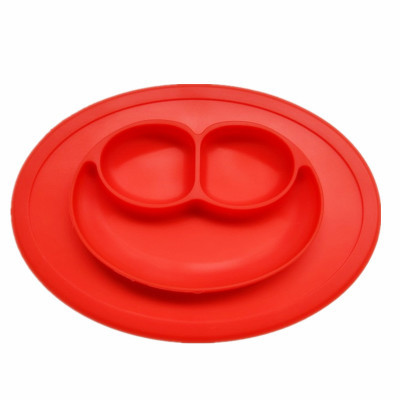 Children's food mat smiling face plate environmental protection silicone material in hot sale