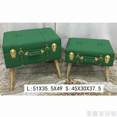 High quality is received change shoe stool to cover two can store content leather stool