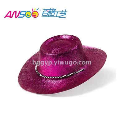 Cowboy Hat Gold Powder Glitter Powder Hat PVC Material Holiday Party Dance Custom Printing Factory Direct Sales