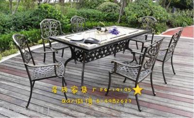 Outdoor Leisure Rattan Table and Chairs Outdoor Desk-Chair Coffee Shop Milk Tea Shop Simple Retro Chair Eight-Immortal Table Aluminum