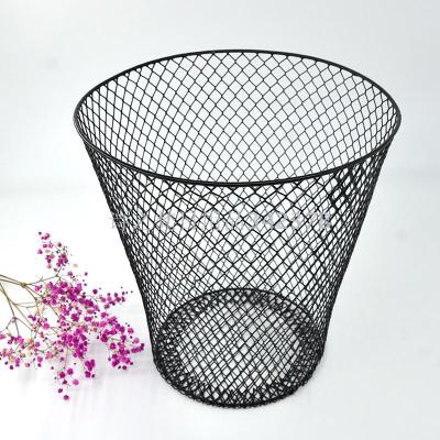Iron trashcan metal wastepaper basket office wastepaper basket black and white manufacturers wholesale