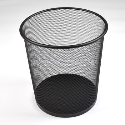 Office trash can waste paper basket frosted matte black and silver paper basket