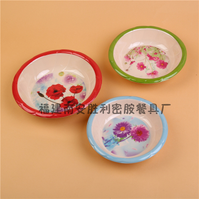 Household Fruit Plate Melamine Solid Color Fruit Bowl Drop-Resistant Snack Bowl Snack Sugar Water Bowl Imitation Porcelain Tableware