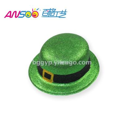 Irish Festival Painting Gold Powder Ring Buckle Gold Powder round Cap National Day PVC Material Custom Printing Logo Factory Direct Sales