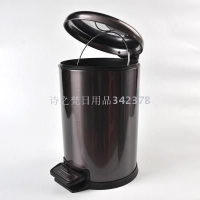 Trash can household stainless steel foot circle hotel Trash can high - grade black titanium sanitary bucket