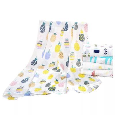 Muslin baby swaddling towel baby gauze printed bath towel can be customized