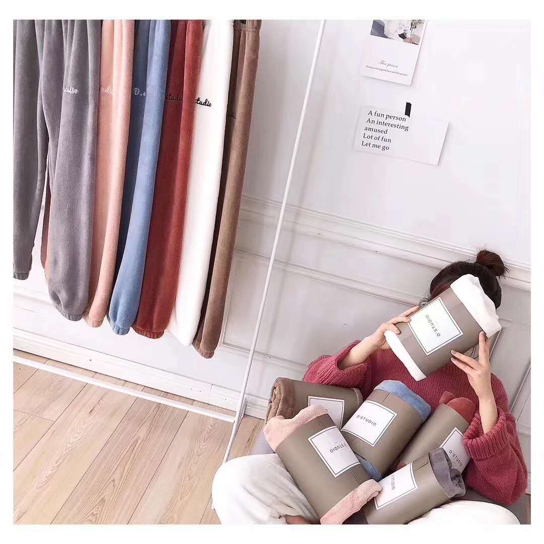 仙女暖暖裤女珊瑚绒中老年休闲裤秋冬外穿灯笼裤懒懒库打底裤收口