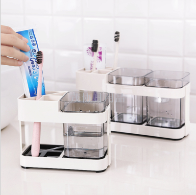 Creative Toothbrush Holder Washing Set Double Gargle Cup Toothbrush Stand Couple Toothpaste Holder Toilet Storage Storage Rack