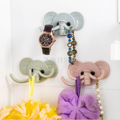 1252 Creative Cute Elephant Wall-Mounted Sticky Hook Nail-Free Door Rear Hook Multi-Purpose Strong Adhesive Seamless Hook
