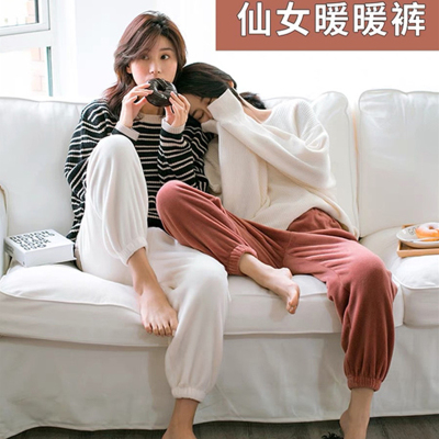 Meoo fairy warm pants du xiaocurate autumn and winter home wear casual pajamas with thick trousers for women
