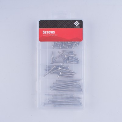 Household fasteners hardware stainless steel flat head self tapping screw set set pp box
