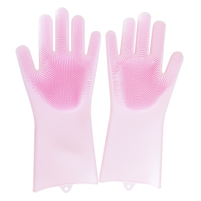 Silicone Dishwashing Gloves Silicon Dishwashing Brush Gloves Household Cleaning Gloves Magic Washing Glove