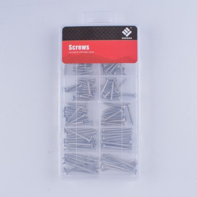 Household fastener hardware stainless steel countersunk head flat head self-tapping screw set set pp box