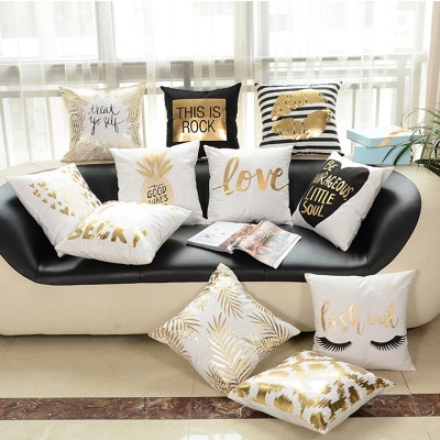 New Gilding Pillow Simple Fashion Living Room Sofa Printing Gilded Cushion Amazon Wish Hot Sale without Core