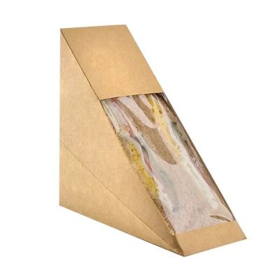 Kraft sandwich carton triangular disposable food packaging box sandwich box