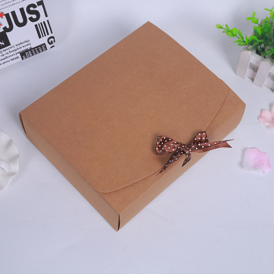 Spot kraft paper box ribbon rectangular general packaging gift box commercial gift box wholesale