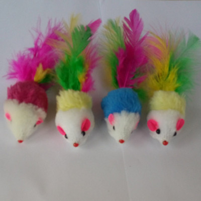 Things cat toys plush small mice color feathers manufacturers direct tickle cat toys feather mice
