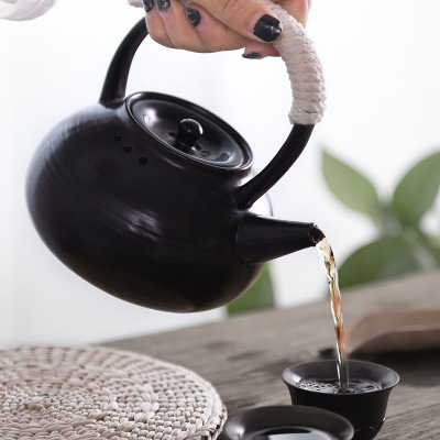 Kung Fu Tea Set Quiet Black Pottery Pelican Teapot Open Flame Suitable for Tea Making Tea Boiling Water Wholesale and Distribution