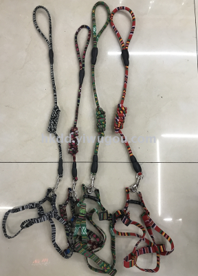 Pet supplies ethnic cotton cloth wrapped traction rope belt chest back dog rope dog chain dog belt