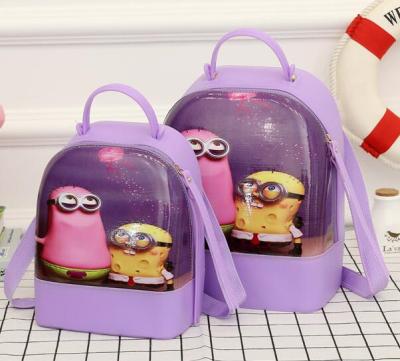 Silicone cartoon backpack for children double shoulder backpack minion pack for adults parent-child backpack