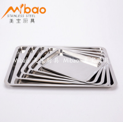 BBQ square plate thickened tray BBQ fish plate Japanese rectangular plate non-magnetic stainless steel square plate