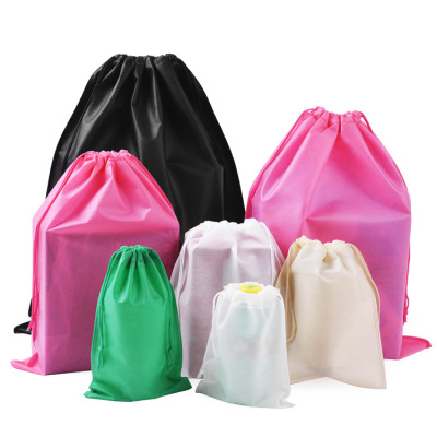 Powerful Merchants Spot Goods Non-Woven Drawstring Pouch Environmental Protection Clothing Shoes Dustproof Storage Non-Woven Bags Customization