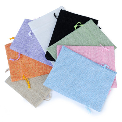 Buddha Beads Linen Bag Environmental Protection Linen Shopping Pouch Drawstring Sack Multi-Color in Stock Customizable Silk Logo