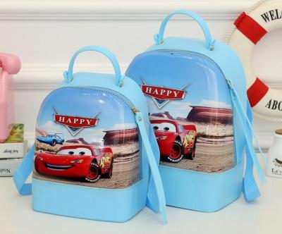 Children's silicone cartoon backpacks McQueen backpacks car small bags adult parent-child backpacks