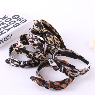 Wild leopard grain design decorative bow hair hoop ms best lap band antiskid band hairpin hair accessories